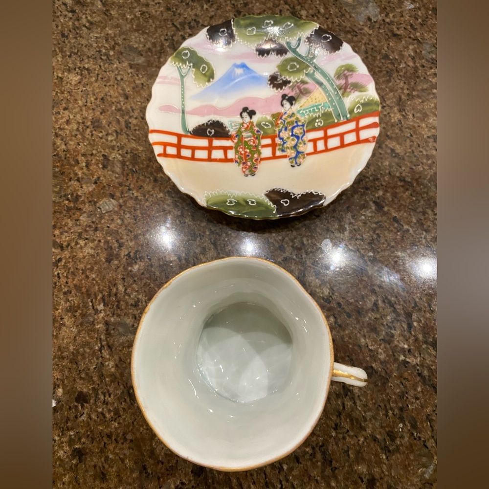 NWOT Vintage Nippon Japanese Hand painted Coffee/Tea Cup and Matching Saucer 4oz - Picture 5 of 6